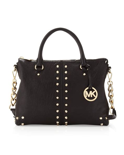 michael kors all black handbag|michael kors black studded bag.